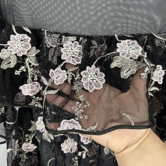 NEW $120 Alfani [ 2X ] Embroidered‎ Ruffle Illusion Top in Black Purple - Picture 8 of 12